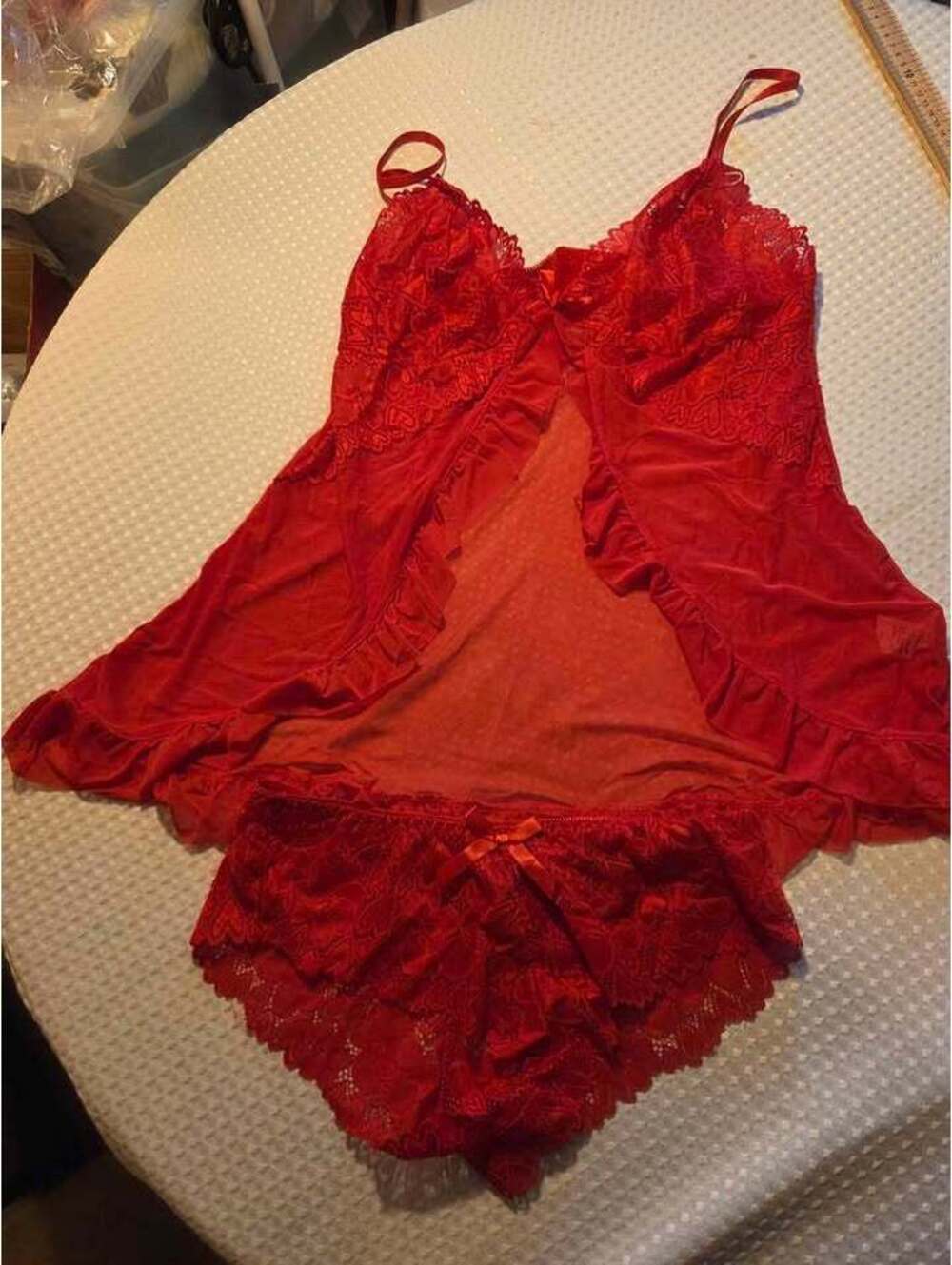 Red Lace Babydoll Lingerie Set Size L [COPY]
